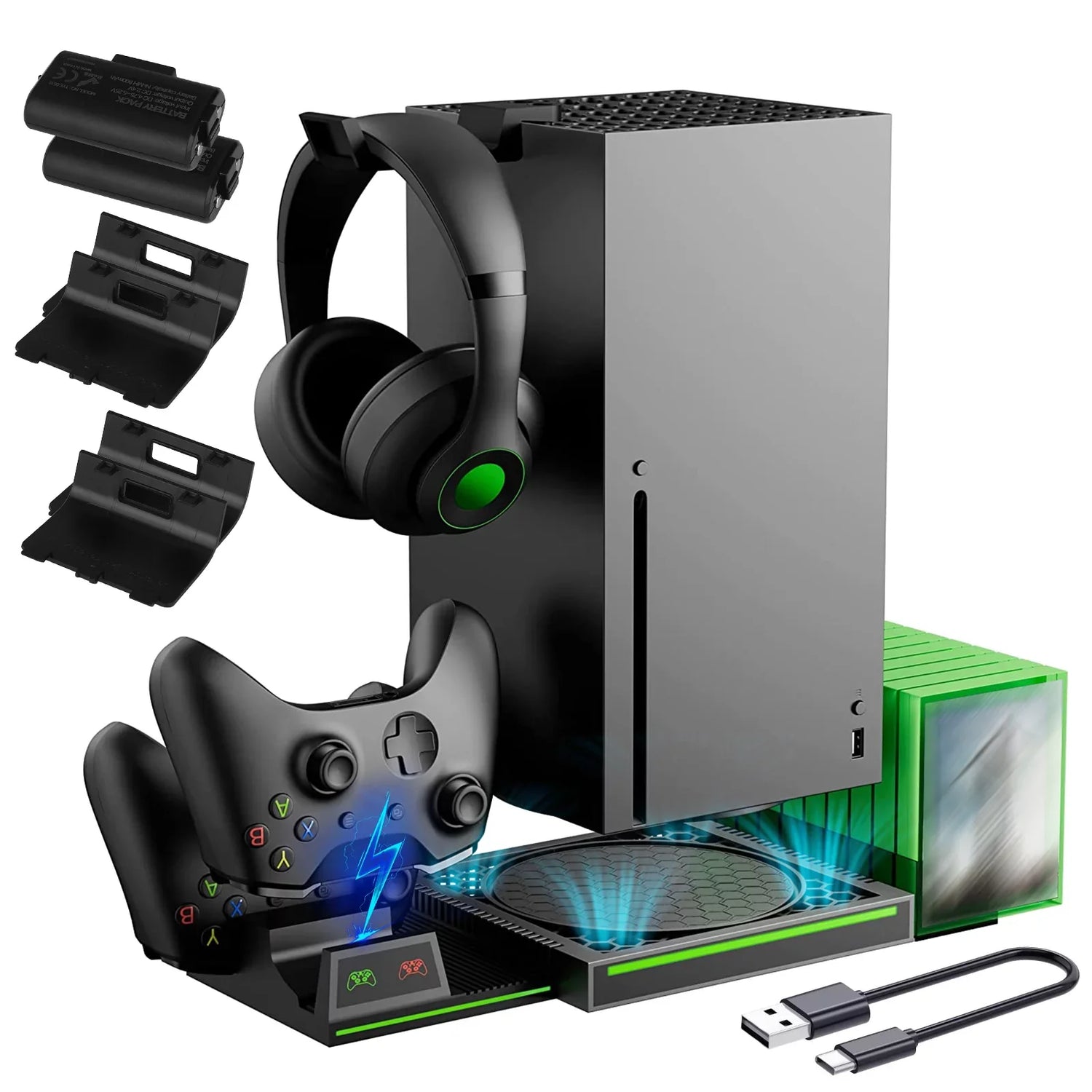 Ultimate Dual Controller Charging Dock Station & Vertical Stand for Xbox Series X|S - Organize, Charge, and Cool Your Gaming Setup!